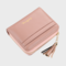 Women RIFD Tassel PU Leather Multi-card Slots Photo Card Money Clip Short Wallet Purse - Pink