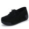 Tassel Suede Bowknot Platform Rocker Sole Casual Shoes - Black