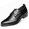 Men Pointed Toe Classic Rivet Decoration Lace Up Formal Casual Dress Shoes - Black