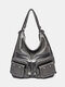 Vintage Multi-pocket Brown Shoulder Bag Handbag Tote - Gray