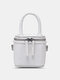 Women Faux Leather Fashion Shopping Solid Candy Bright Color Mini Handbag Crossbody Bag - White