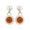 Elegant Dazzling Clear Gemstone Pearl Earrings Vintage Geometric Piercing Womens Drop Earrings  - Yellow