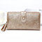 Women Laser PU Leather Wallet Elegant Wallet Purse Wristlet Wallet Clutches Bag - Gold