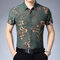 Short-sleeved shirt mens large size printing shirt casual  - Green