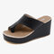 Large Size Women Orthopedic Bunion Corrector Clip Toe Soft Sole Platform Wedge Sandals - Black
