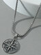 Trendy Punk Personality Retro Compass Titanium Steel Alloy Pendants Necklaces - Silver