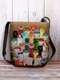 Женская фетровая сумка через плечо с разноцветными мультфильмами и животным принтом Сумка - Хаки