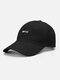 Unisex Cotton Solid Color Letter Round Label Embroidery All-match Sunshade Baseball Cap - Black