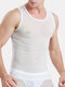 Men Sexy See Through Underwear Tank Tops Thin Breathable Stretch Plain Undershirts - White