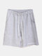Women Cotton Mid Length Letters Shorts Elastic Waist Breathable Pockets Lounge Bottoms For Gym - Grey