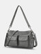 Women PU Leather Large Capacity Multi-pocket Vintage 6.5 Inch Phone Bag Crossbody Bags Shoulder Bag - Gray