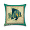 レトロな青い海亀馬綿リネンクッションカバー正方形装飾枕カバー  - ＃3