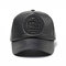 Men Embroidery Adjustable Baseball Cap PU Artificial Leather Dad Hat Warm Outdoor Sports Hat - Black
