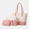 Women 3PCS Tassel Patchwork Large Capacity Handbag Tote - Pink