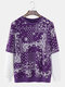 Mens Paisley Scarf Print Stitching Sleeve Street Pullover Sweatshirts - Purple