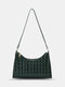 Casual Gingham Print Precision Suture Comfy Fabric Smooth Zipper Versatile Underarm Bag - Green