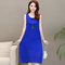 solid color sleeveless long vest dress sling thin bottoming dress - Royal Blue