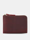 Genuine Leather Vintage Durable Zipper Coin Purse Portable Small Wallet - Wine Red