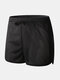 Men Mesh Striped Belt Mini Shorts Breathable Quick Dry Casual Boxer Shorts - Black