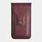 Men EDC 6.3 Inch Genuine Leather Phone Holder Waist Belt Bag - Red Brown