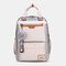 Women Large Capacity School Bag Waterproof Patchwork Backpack  - Beige