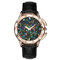 Luxury Womens Watches Flower Case Kaleidoscope Shining Dial Genuine Leather Lady Quartz Watches - Black