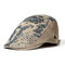 Men Plaid Cotton Beret Cap Adjustable Print Hats Casual Outdoor Warm Windproof Caps Sun Hats - Khaki