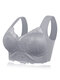 Plus Size Lace Wireless Full Coverage Soft Bras - Grey