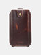 Men Vintage Genuine Leather Cow Leather EDC 5.8 Inch Phone Bag Waist Bag Sling Bag - Brown