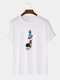 Plus Size Mens Cartoon Ice Cream Astronaut Print Fashion Cotton T-Shirt - White