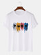 Mens Colored Coconut Tree Graphics 100% Cotton Holiday Short Sleeve T-Shirts - White