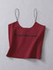 Letters Printed Spaghetti Strap Tank Tops - Red