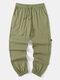 Mens Pure Color Button Detail Loose Cuffed Cargo Pants - Army Green