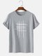 Mens 100% Cotton Simple Lines Graphics Short Sleeve Casual T-Shirt - Gray
