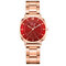 Trendy Elegant Women Wristwatch Rose Gold Case Folding Clasp Band Quartz Watches - Red