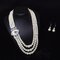 Luxury Womens Pearl Wedding Jewelry Set Gemstone Pearl Necklaces Drop Earrings for Women - Transparent
