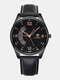 Vintage Men Watch Ultra Thin Leather Band Waterproof Quartz Watch - Black Case Black Dial Black Band