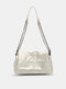 Women Faux Leather Chain Design Large Capacity Messenger Bag Crossbody Bag Shoulder Bag - Beige