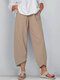 Solid Color Elastic Waist Casual Pants For Women - Khaki