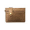 Women Faux Leather Paillette Card Holder Coin Purse - Brown