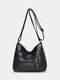 Women Vintage Anti-theft Multi-pocket PU Leather Crossbody Bag Shoulder Bag - Black