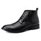 Men Retro Cow Leather Non Slip Crocodile Pattern Casual Ankle Boots - Black