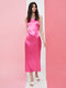 Однотонный ремешок для спагетти с открытой спиной на шнуровке Платье для Женское - Роза