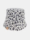 Unisex Polyester Cotton Overlay Leopard Pattern Letter Label All-match Sunshade Bucket Hat - White