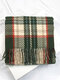 Unisex Artificial Cashmere Striped Lattice Pattern Thickened Vintage Warmth Scarf - Army Green
