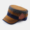 Men & Women Contrasting Color Stitching Fashion Casual Military Hat Flat Cap - Khaki