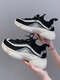 Women Fashion Casual Breathable Sock Shoes Lace-up Comfy Chunky Sneaker Shoes - Black