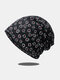 Women Lace Floral Pattern Printed Sun Protection Breathable Beanie Hat - Black