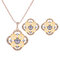 Sweet Jewelry Set Flower Rhinestone Necklace Earrings Set - Yellow