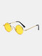 Unisex Metal Circle Round Full Frame UV Protection Vintage Sunglasses - Yellow